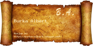 Burka Albert névjegykártya