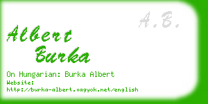 albert burka business card